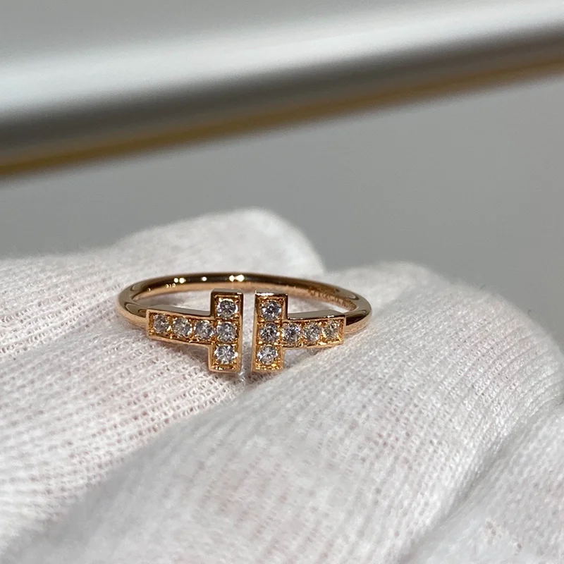 

Женское регулируемое кольцо из серебра 100% пробы, розовое золото 18 К