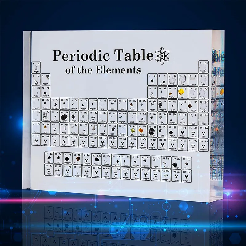 Akryl periodická stůl psací stůl displej s opravdový elementy děti výuka škola den narozeniny večírek dárky chemický komponent domácí dekorace
