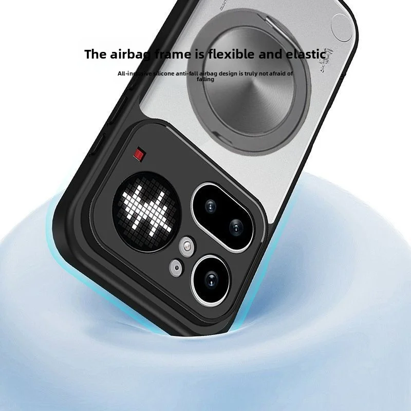 Transparent Hard PC Case with Ring Stand and Magnetic Protective Back Cover