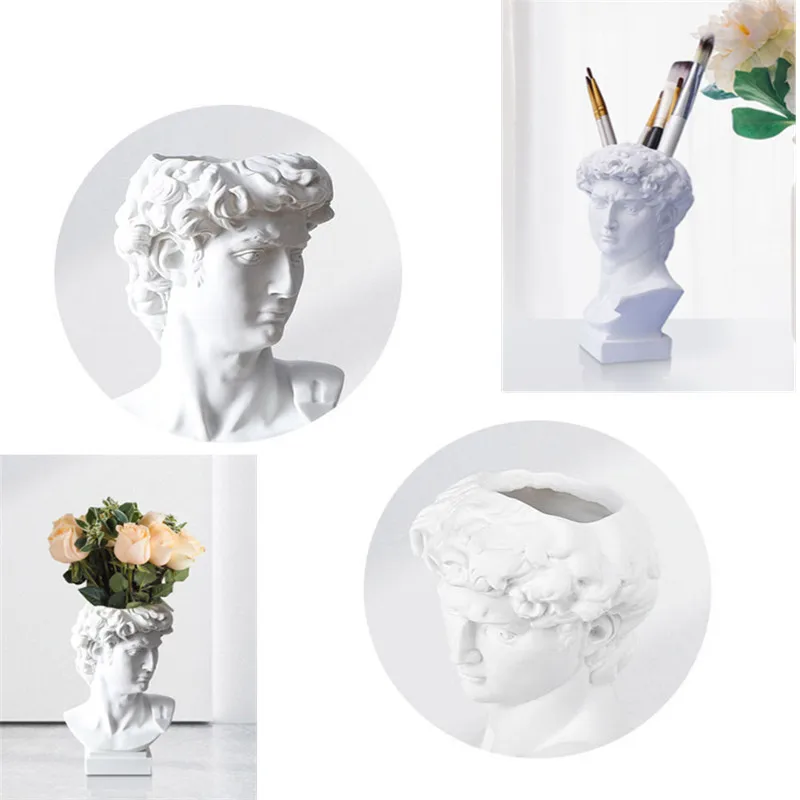 

Фотополимерная статуя Давида, статуя портрета, коробка для хранения кистей для макияжа, цветочный горшок, ваза, искусство, ремесло, сад, домашний декор