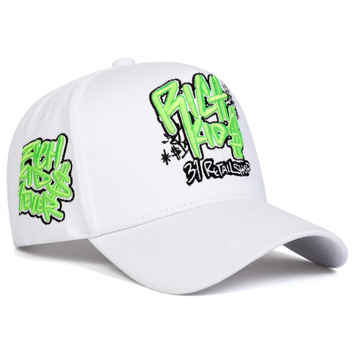 Unisex RICH KIOS Baseballkappen mit Buchstabenstickerei, Frühling und Herbst, Sonnenschutzhut für den Außenbereich, verstellbare, lässige Trucker-Hüte – Detail 5