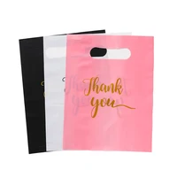 Sacs de courses en PE avec impression «merci», 50 pièces, sacs en plastique pliables pour cadeaux, accessoires de bijoux, emballage de sacs à main 1