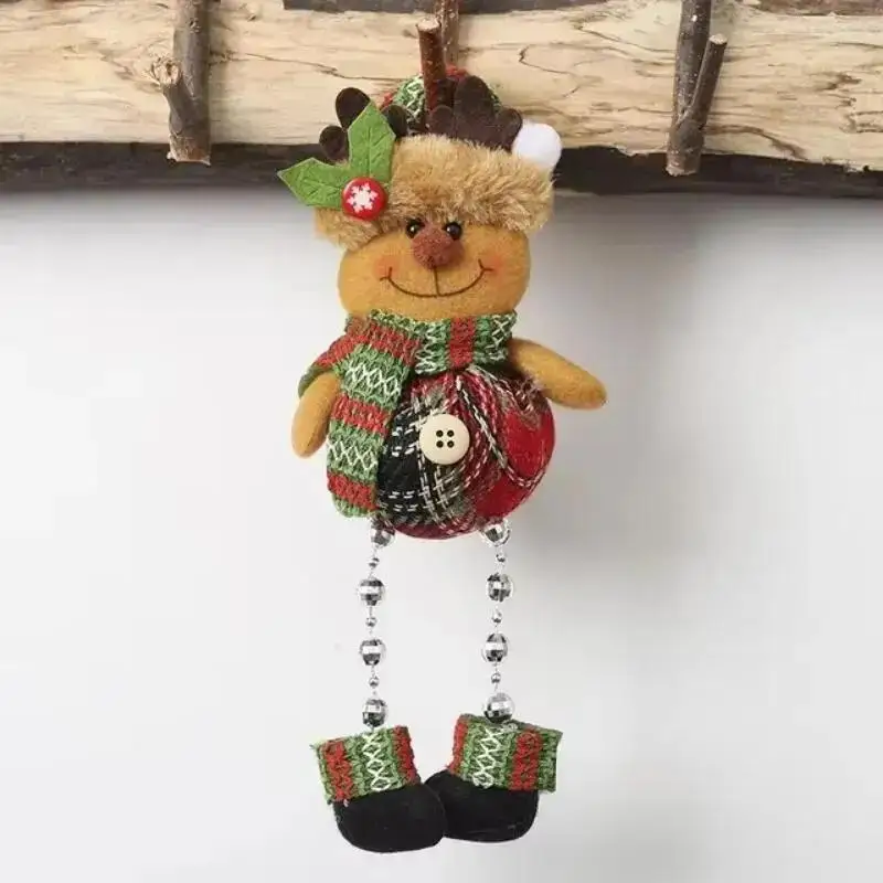Christmas Decorations Window Decorations Room Decorations Small Figurines Plaid Cloth Beads Legs Holiday Pendants Cartoon Gifts