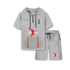 2025 Summer Thin Men's Sports Suit 2-piece Set fashion Casual Hooded Quick Dry Running Exercise Clothes Short Sleeve Shorts suit 4