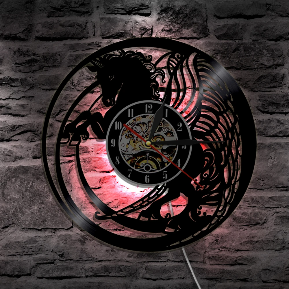 Orologio Da Parete Con Unicorno Magico Unicorno Vintage Wall Art Bedroom Decor Orologio Da Parete Con Registrazione In Vinile Esclusivo Orologio Unico