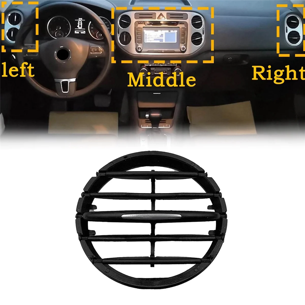 6X Air Conditioner Instrument Panel for Tiguan 2010- Instrument Desk Middle Outlet Tuyere A/C Air Vent