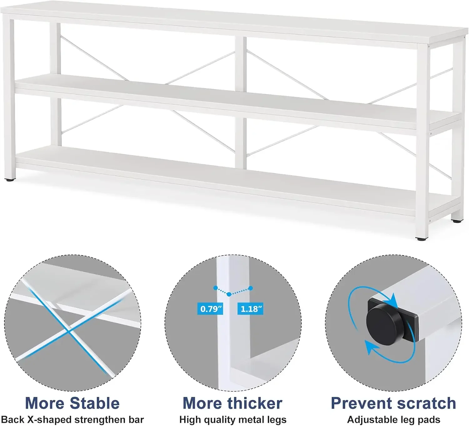 Description Picture 6 of item71" Sofa Tables,Extra Long Couch Table, Narrow Long Console Table, Entryway Table,Sofa Table with 3 Tiers Storage Shelves