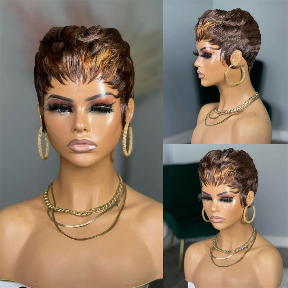 Human Hair Wig Short Straight Human Hair Wigs Pixie Cut Short Bob Wigs For Women Full Machine Made Brazilian human hair wigs