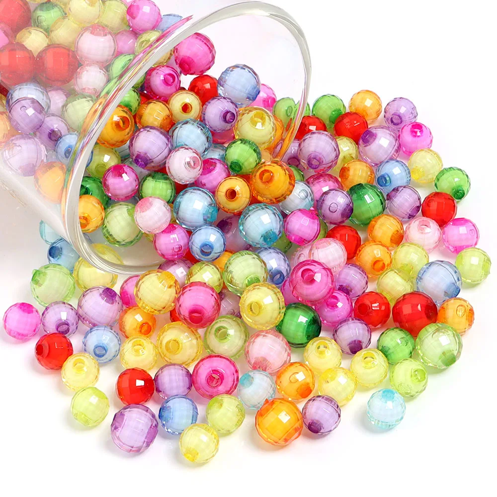 20-100pcs 8/10/12/14/16/18/20mm 더블 레이어 면처리된 아크릴 비즈 DIY 쥬얼리 만들기 공예 액세서리용 루즈 스페이서 비즈