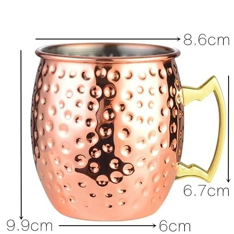 1pcs 550ml 18 Ounces Moscow Mule Mug Stainless Steel Hammered Copper Plated Beer Cup Coffee Cup Bar Drinkware