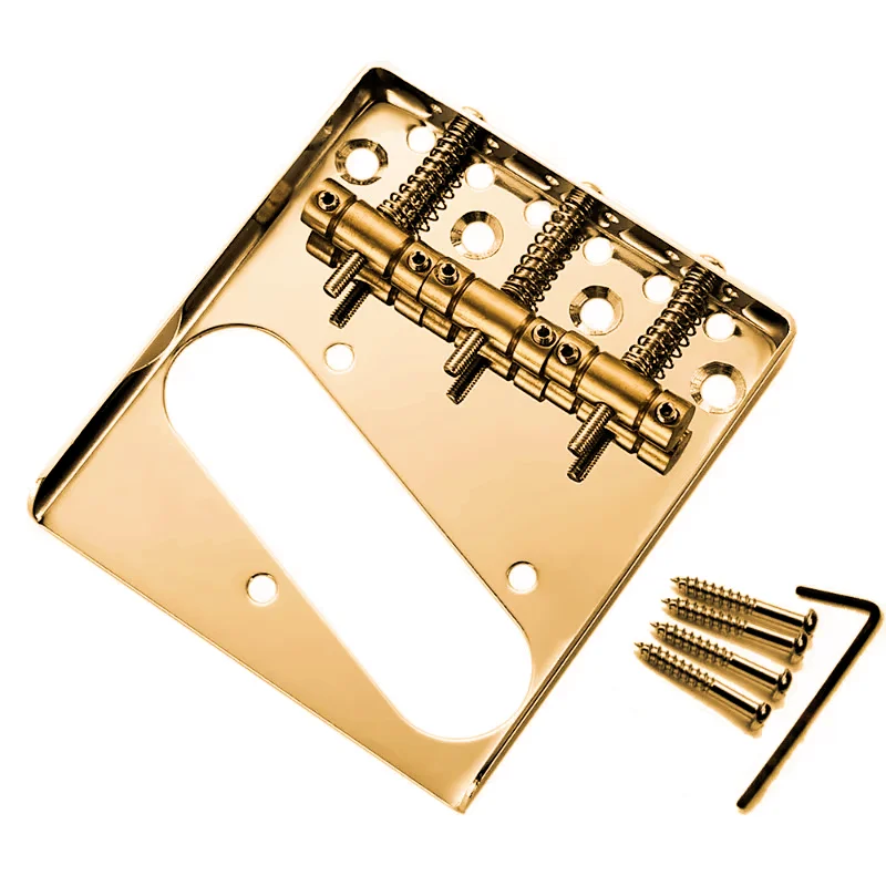 Vintage Telecaster TL Bridge System | Sattel-Array aus Messing mit 3 Schrauben | Verchromter Aschenbecher mit Intonationsschrauben für Tele-Gitarre – Detail 11