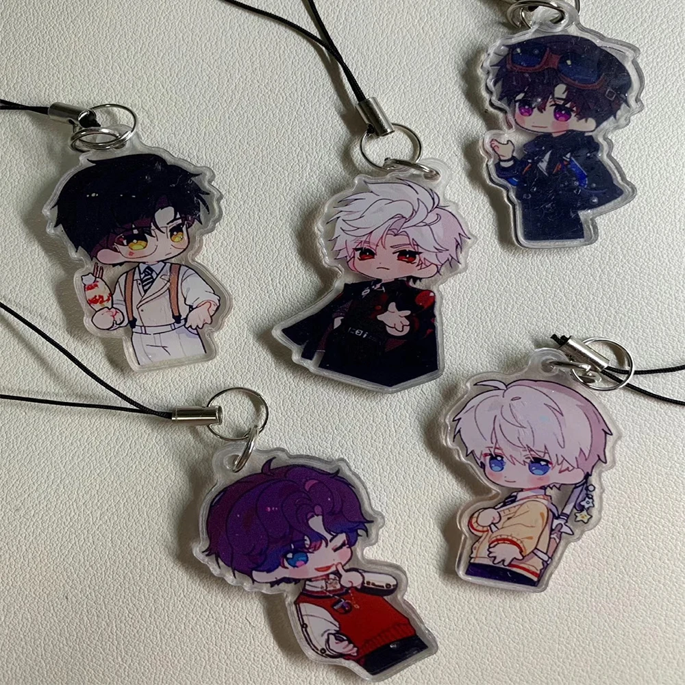 5Pieces Game Love And Deepspace Xavier Zayne Rafayel ralayo Sylus Cosplay Phone Chain Figure Acrylic Keychains Bag Pendant Gift