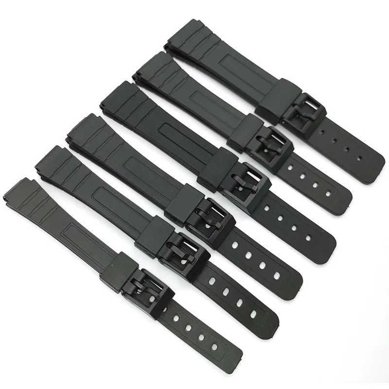 Black Resin Watch Bracelet Wristband Strap, Adjustable 16mm - 20mm
