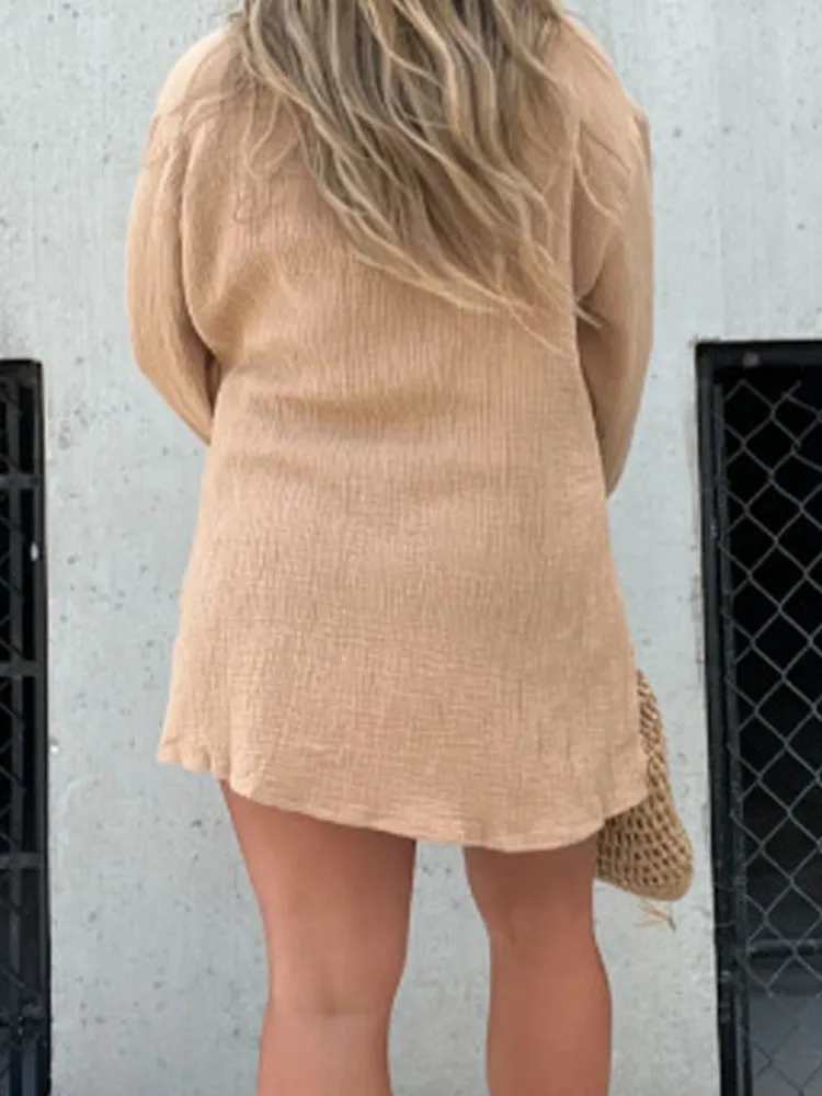 Casual Women Long Sleeve Blouse and Short Suits Sets