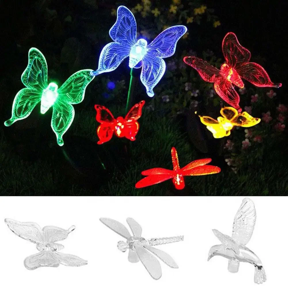 Solar Lawn Lights Butterfly Dragonfly Bird Colored LED Decorative Lighting Outdoor Waterproof Courtyard Garden Landscape Lights