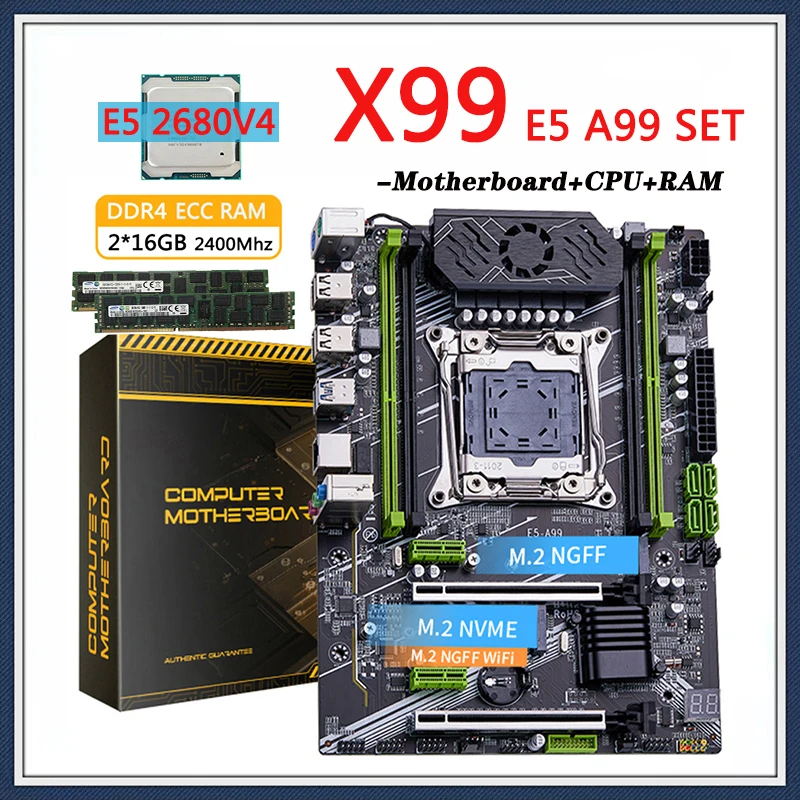X99 E5 A99 Motherboard Set Processor LGA 2011-3 With E5 2680V4 2