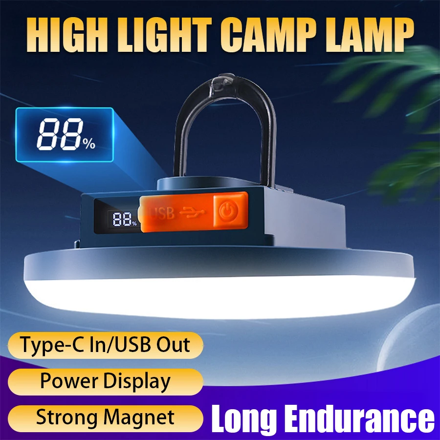 100W Rechargeable Light Camping Lantern Magnet COB Strong Floodlight Portable Flashlight Tent Lamp LED Work Light