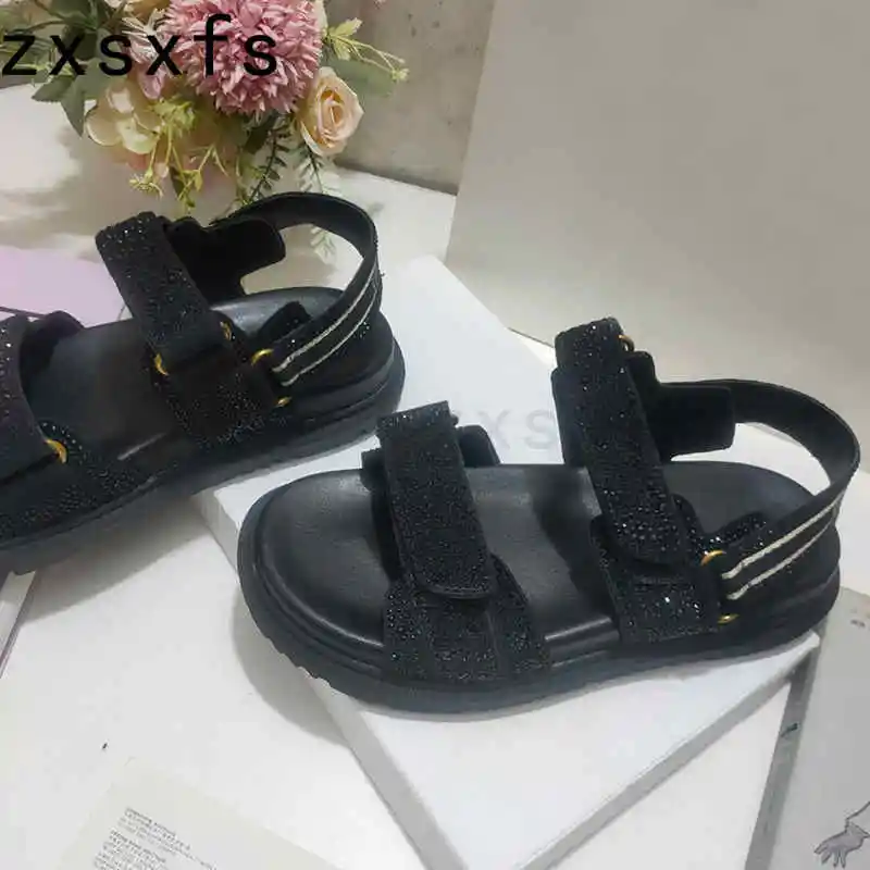 

Summer Crystal Flat Sandals Women Casual Beach Shoes Flat Platform Designer Brand Women's Shoes Sandalias Mujer Verano