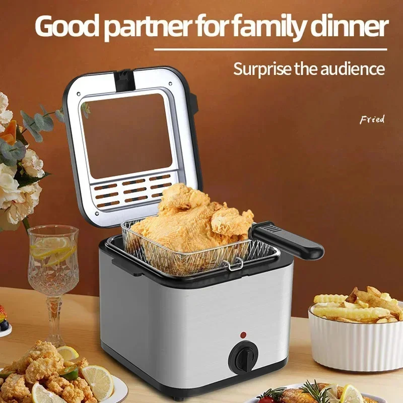 110V 220V 1000W 2.5L Home Multi Functional Electric Fryer Oil Fryer French Fries Chicken Wings Snack Machine 2