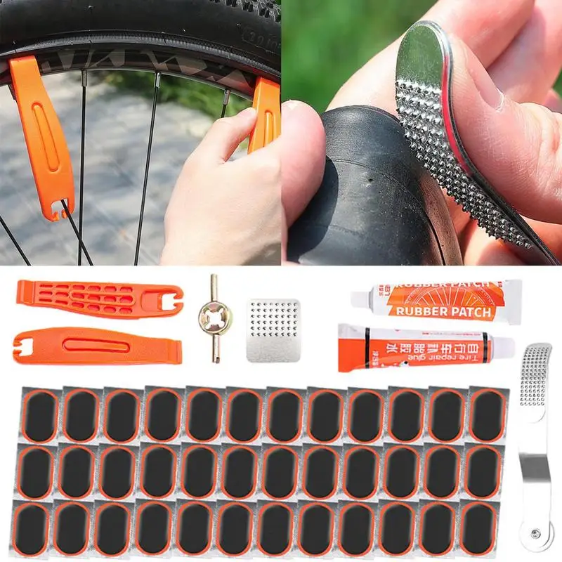 

Portable Bicycle Tire Repair Kits Tools Cycling Flat Tire Repair Rubber Patch Glue Lever Set Tire Fix Kit For Bike MTB Moto