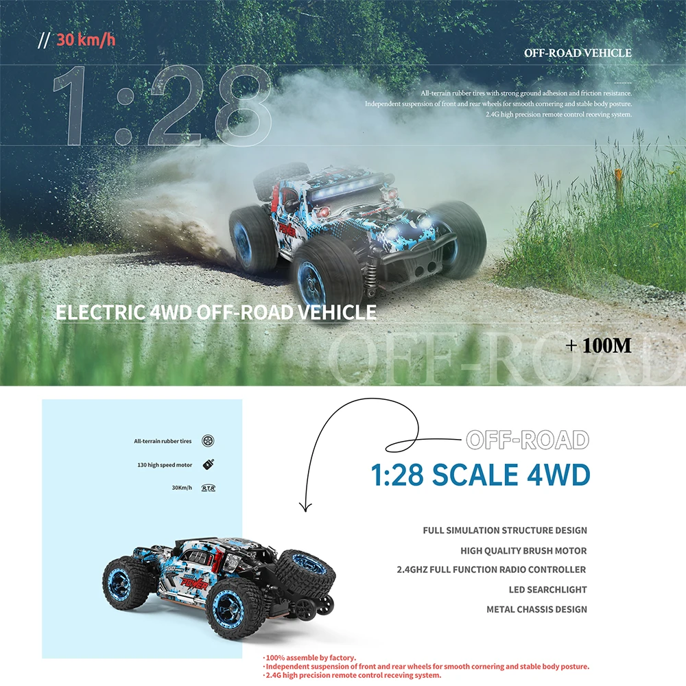 WLtoys 284010 RC Car, 1:28 Scale Remote Control Car, 4WD 30KM/H High Speed  RC Racing Car, 2.4GHz Electric Drift Car for Kids and Adults