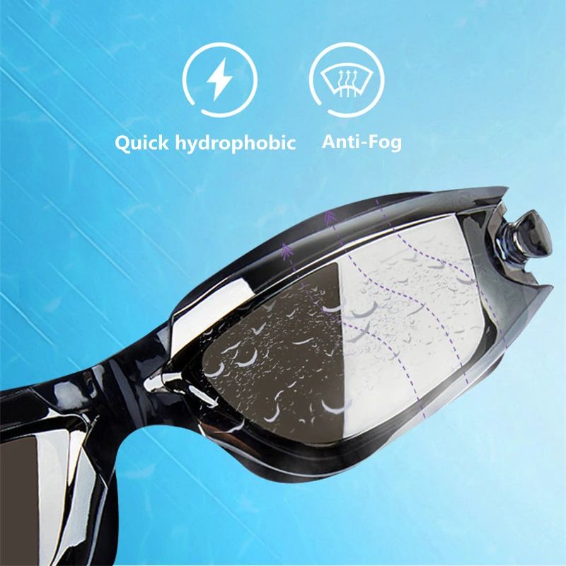 Swimming Goggles Adults Professional Pool Glasses Anti Fog Men Women UV Protection Optical Waterproof Swim Eyewear with Earplug