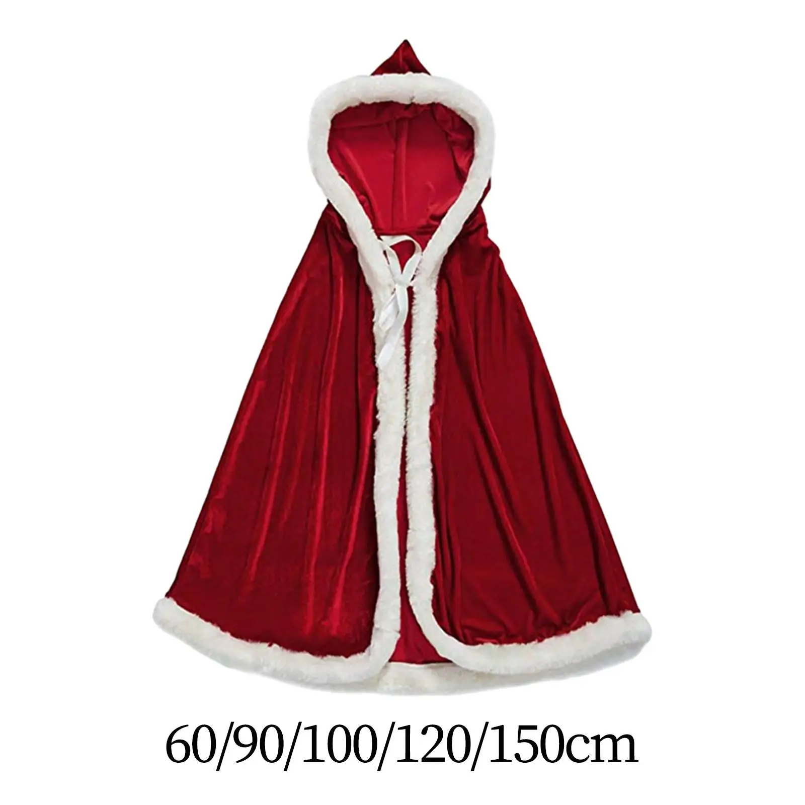 

Red Velvet Hooded Cape Elegant Soft Christmas Costume Cloak for Stage Performance Dressing up Party Supplies Masquerade Holidays