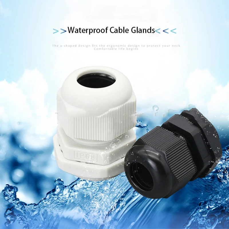 10 Pieces Nylon Cable Gland Kit, Waterproof IP68 Cable Gland Joints Adjustable Locknut, PG19 PG21 PG25