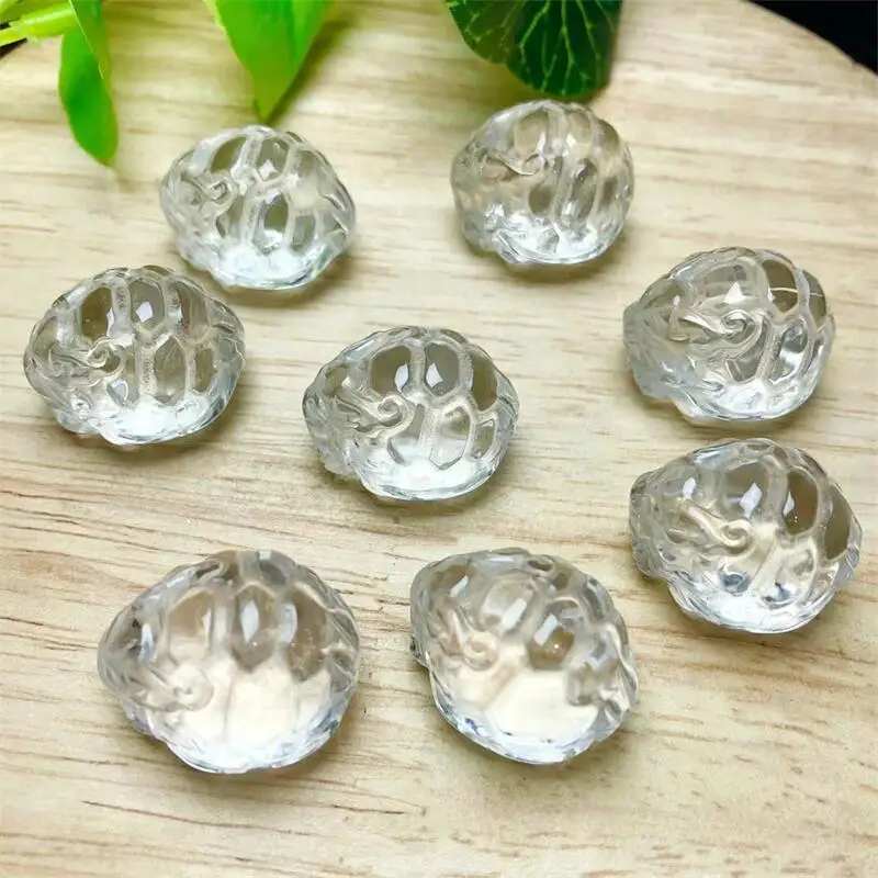 

5pcs Natural Clear Quartz Turtle Shell Carving Figurine Miniatures Crystals Stone Healing Reiki Home Room Decor Animal Gift 21mm