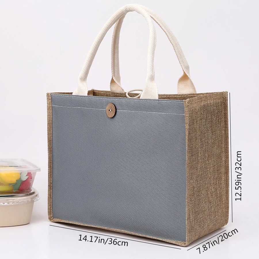 Linen plain color ladies handbag  buckle style fashionable multi-functional gift bag  daily outing shopping storage bag 10