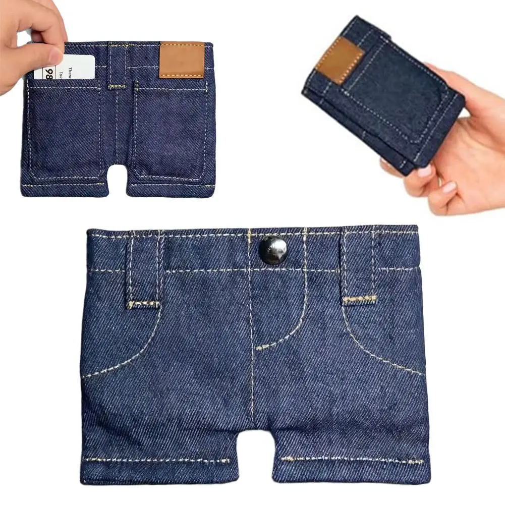 Pocket Pants Mini Jeans Wallet,Foldable Jeans Shaped Change Bag Card Holder Wallets,Portable Retro Pants Style Wallets 2