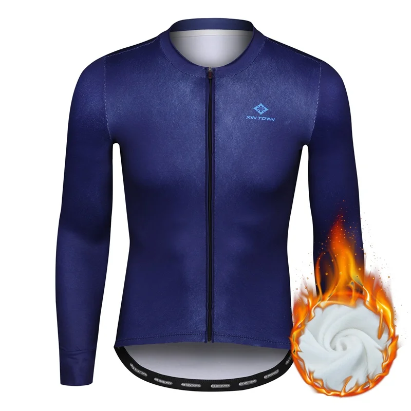 

Winter Fleece Riding Bicycle Jersey Solid Men Cycling Clothing Keep Warm Long Sleeve Bicycle Shirt