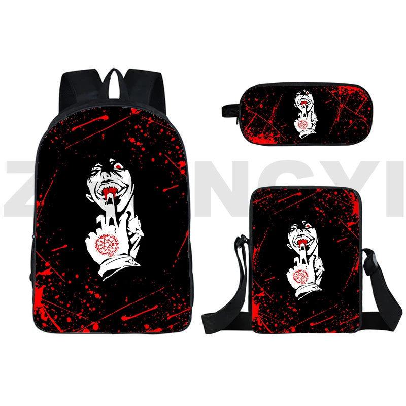 

Waterproof Mens 3D Hellsing Backpacks Preppy Boys Girls Cartoon Manga Alucard Eyes School Bags 3 Pcs/Set Cute Anime Japanese Bag
