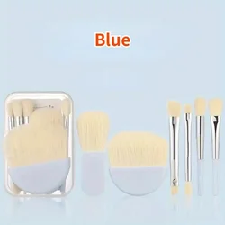 Compact 6 - Piece Makeup Brush Set with Travel Case - Ideal for Powder, Foundation, Blush, and Concealer Application (Blue 6Pcs)