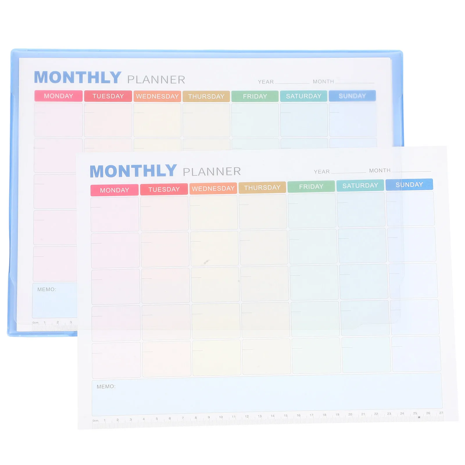 A4 무일자 월간 플래너 블랭크 캘린더 시트 블루 데스크 오거나이저 홈 오피스 스케줄 작업 생산성 도구 월간 계획