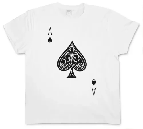 Ace Of Spades I T Shirt Spade Poker Card Casino Las Karte Royal Flush Pik Maniche Lunghe O Corte