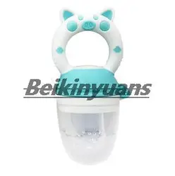 Versatile Baby Teething Pacifier with Food Pouch and Buckle (Blue white M)
