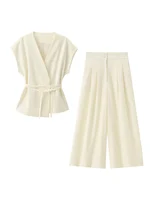 Shannon Sleeveless V-Neck Top Straight Pant Set 2