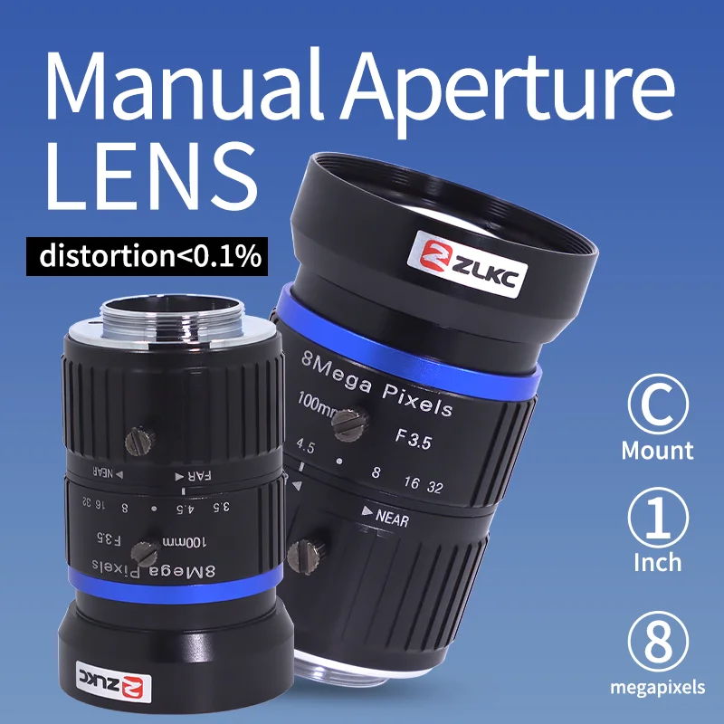 ZLKC C Mount 100mm Fixed Focal Lenth 8MP FA 1
