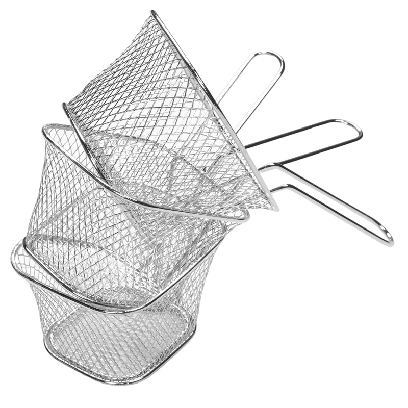 ABXF-Fry Basket French Fry Holder Chip Mini Basket Food Baskets For Serving Reusable Fries Holder Deep Fryer For Home