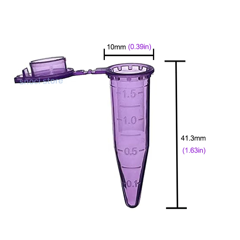 1.5ml Lab PP Plastic Test Tube Centrifuge Tube Vial with Cap Skirted For laboratory Experiment Supplies 100Pcs