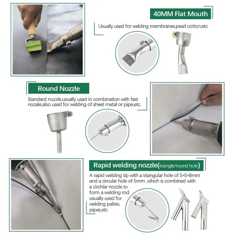 220V 1600W Integrated Plastic Welding Gun Temperature Adjusting Plastic Welding Torch Hot Air Torch Heat Gun With Tool Set 5
