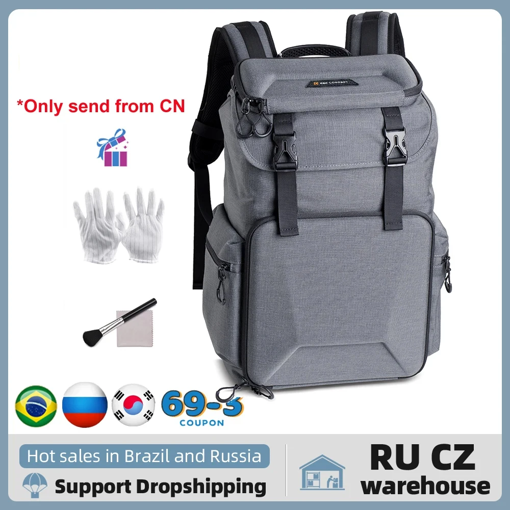 4Options K&F CONCEPT Camera Backpack Photography Storage Bag Waterproof Removable Divider Lock Buckle Camera Backpack Hot Bag 1