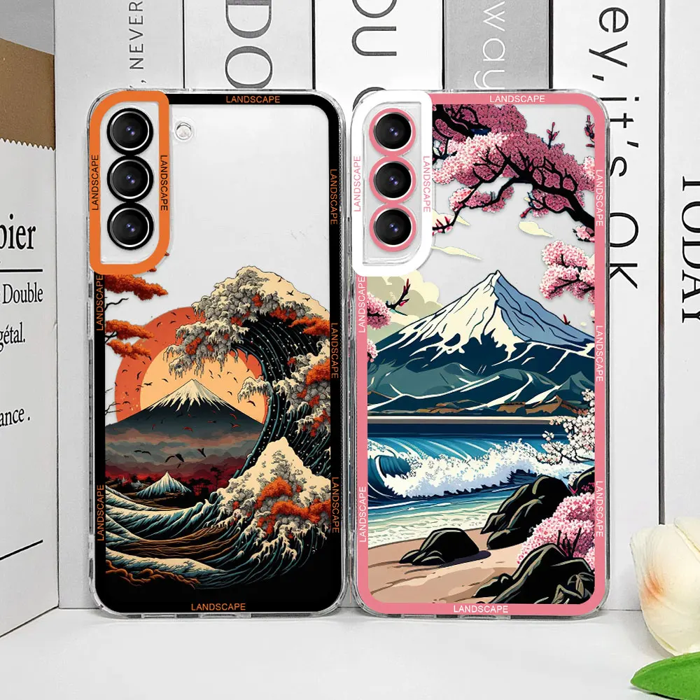 Retro Japanese Landscape Waves Aesthetic Phone Case - Soft Cover