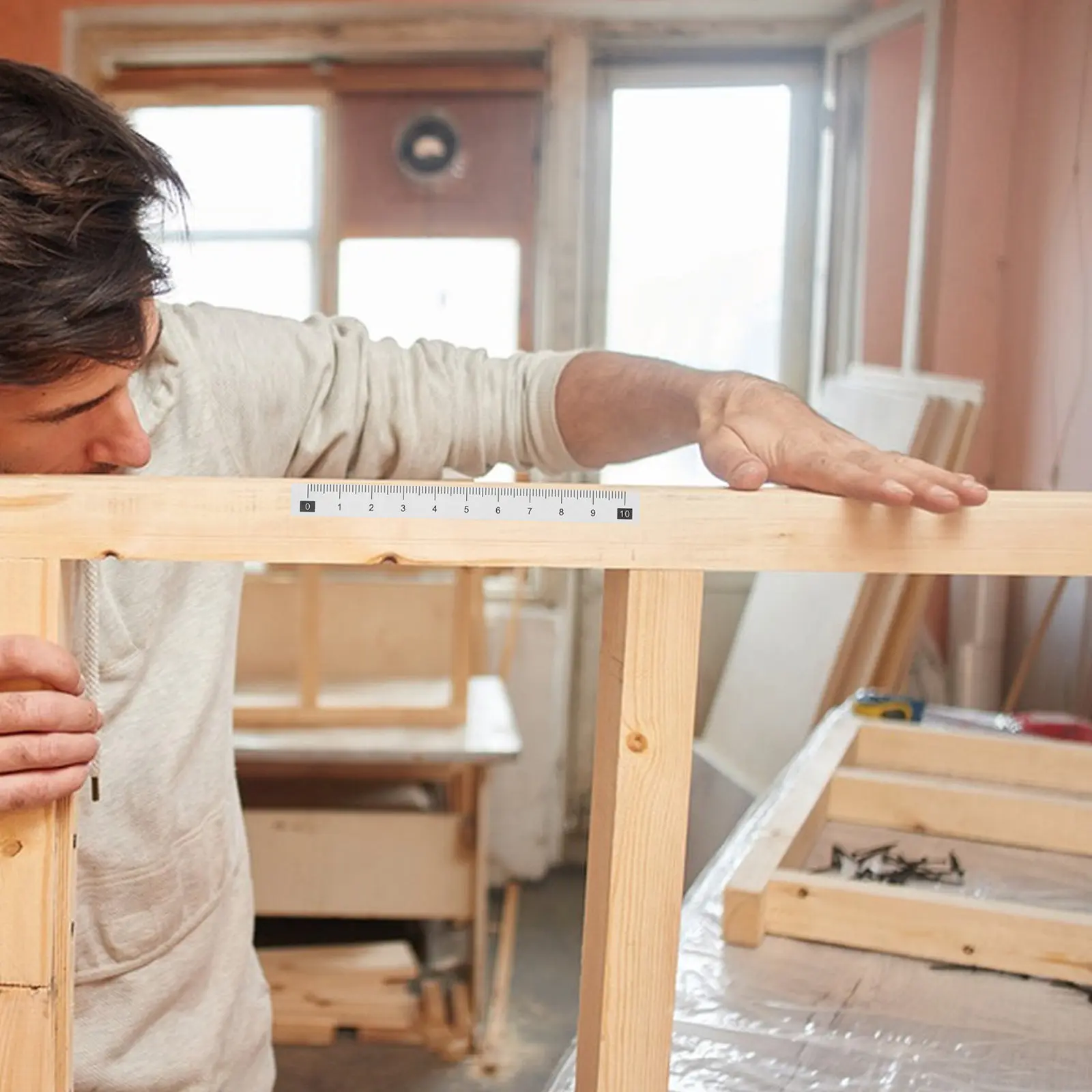 접착식 측정 테이프 스티커 투명 눈금자 붙였다 떼었다 할 수 있는 물고기 측정용 보트 DIY 바느질 목공예용