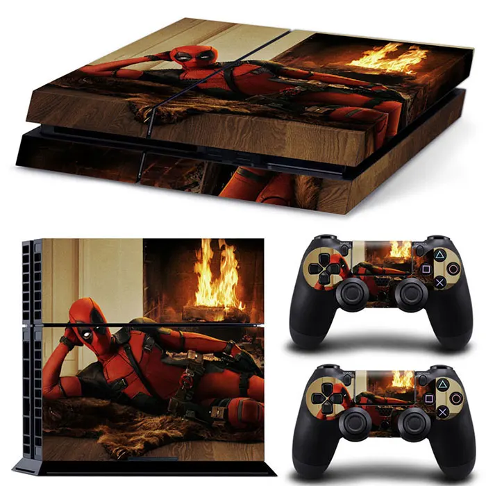 Marvel Spider Man Deadpool Vinyl Skin Sticker for PS4 Slim Console and 2 Controllers Decal Cover Game Accessories 