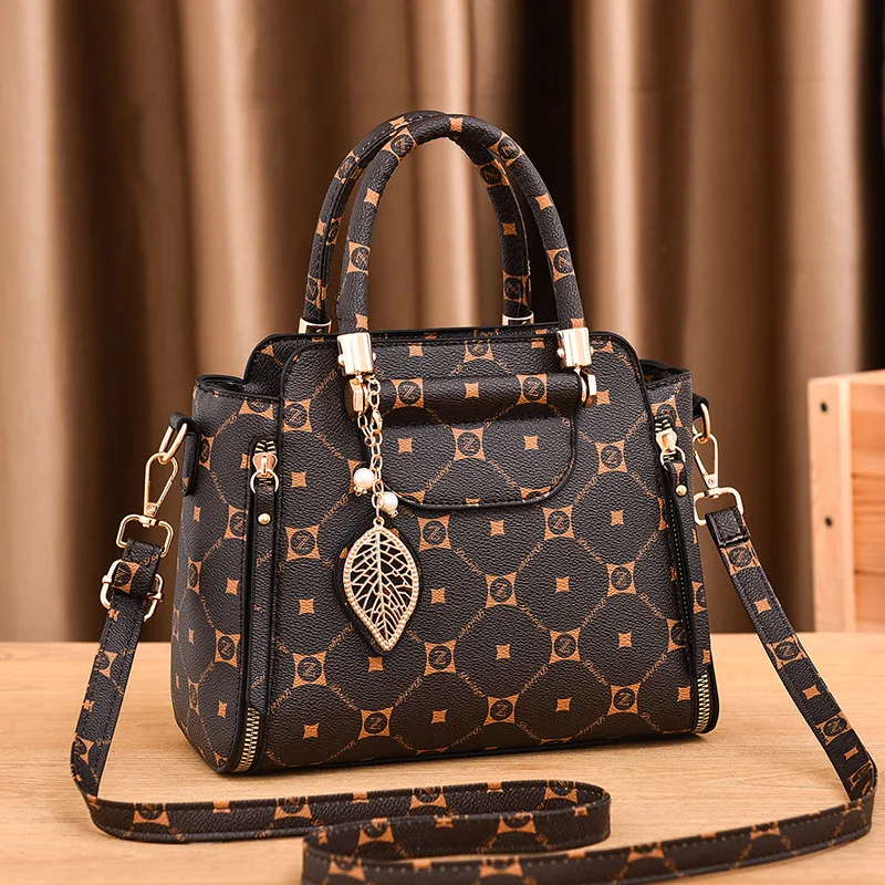 حقيبة يد عصرية مطبوعة للنساء ، حقيبة كتف عالية الس...