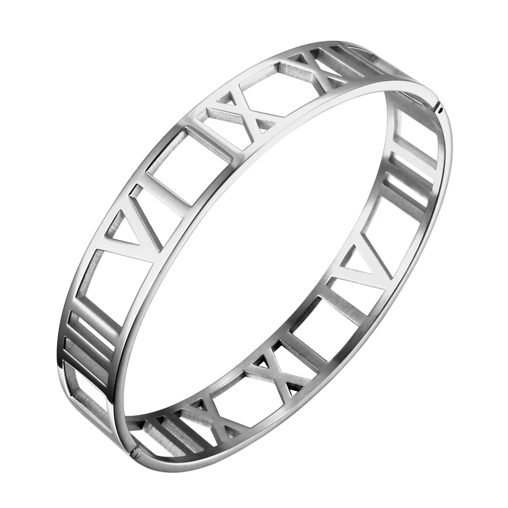 Hollow Roman Numeral Bracelets & Bangles 316L Stainless