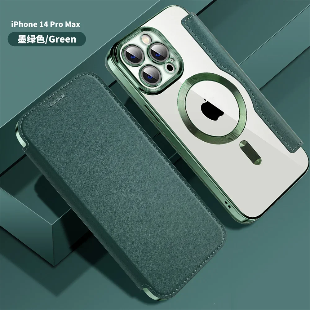 Premium Flip Leather MagSafe Phone Case with Card Holder and Magnetic Wallet