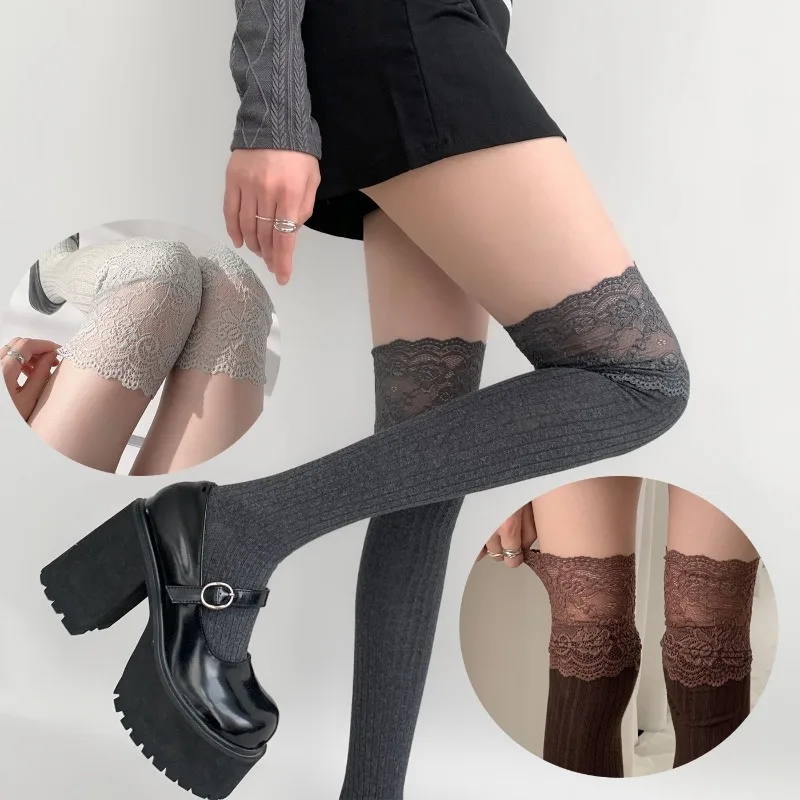 Lace Trim Over the Knee Thigh High Socks for Warm Layering — photo 1